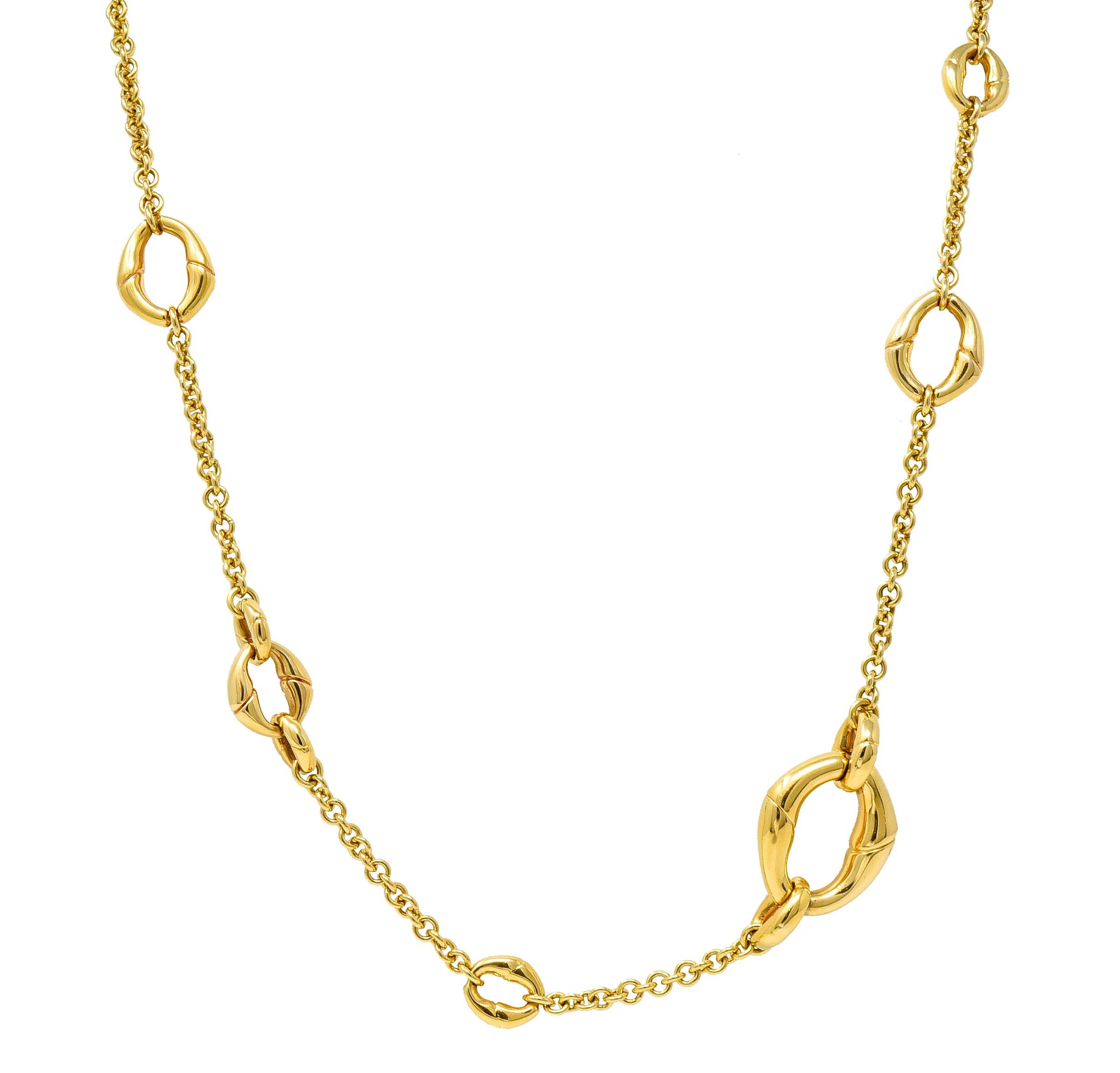 Gucci Contemporary 18 Karat Yellow Gold Bamboo Link Station Necklace 4