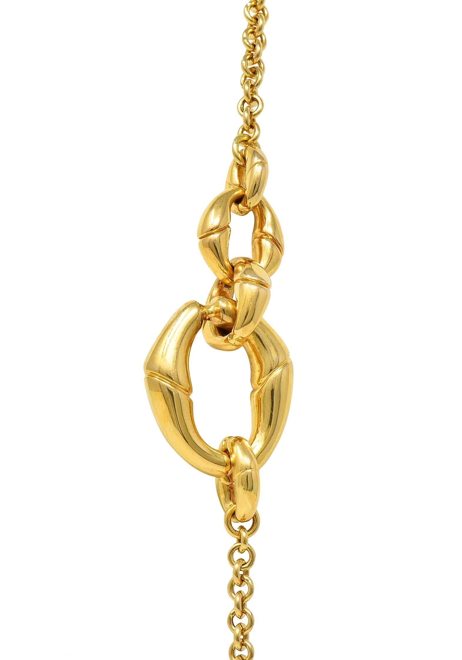 Gucci Contemporary 18 Karat Yellow Gold Bamboo Link Station Necklace For Sale 8