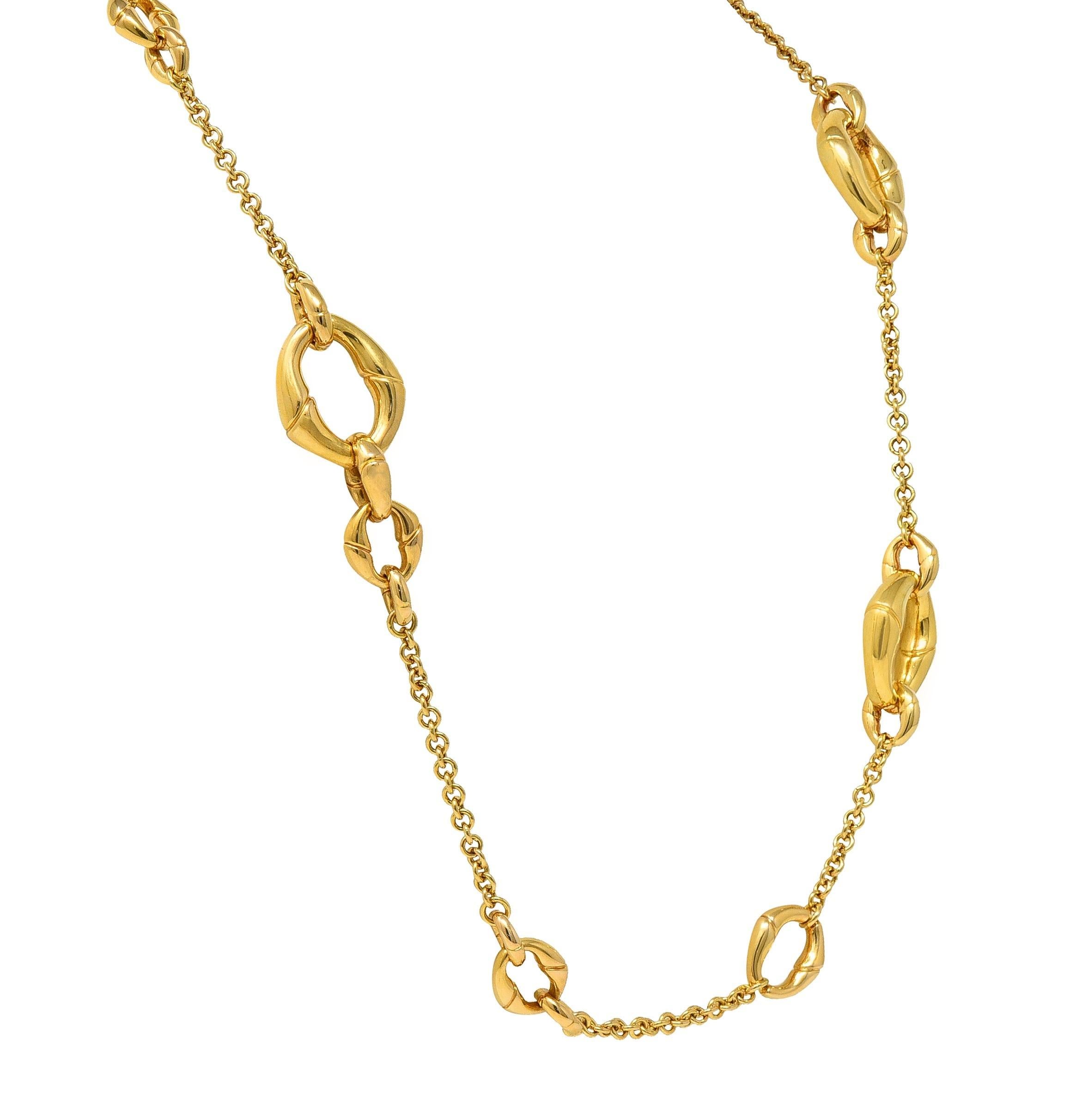 Gucci Contemporary 18 Karat Yellow Gold Bamboo Link Station Necklace For Sale 9