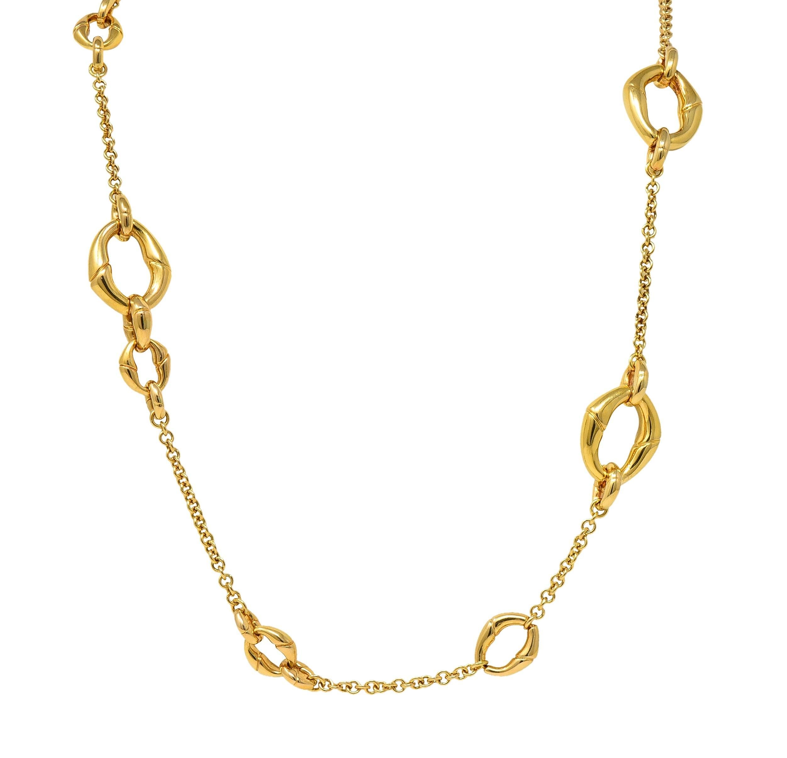 Gucci Contemporary 18 Karat Yellow Gold Bamboo Link Station Necklace For Sale 10