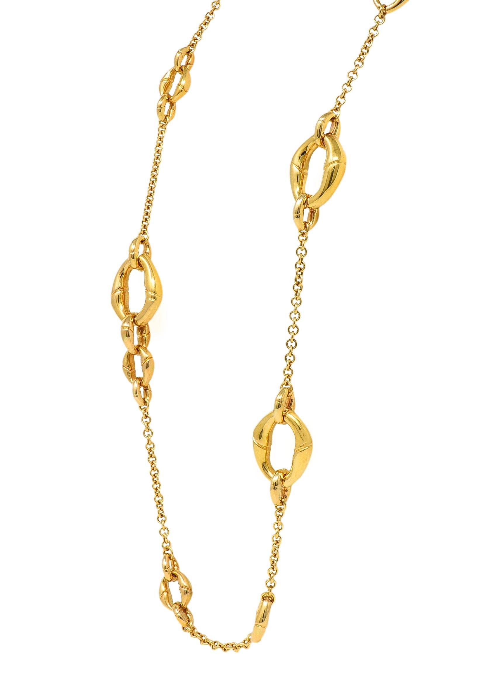 Women's or Men's Gucci Contemporary 18 Karat Yellow Gold Bamboo Link Station Necklace For Sale