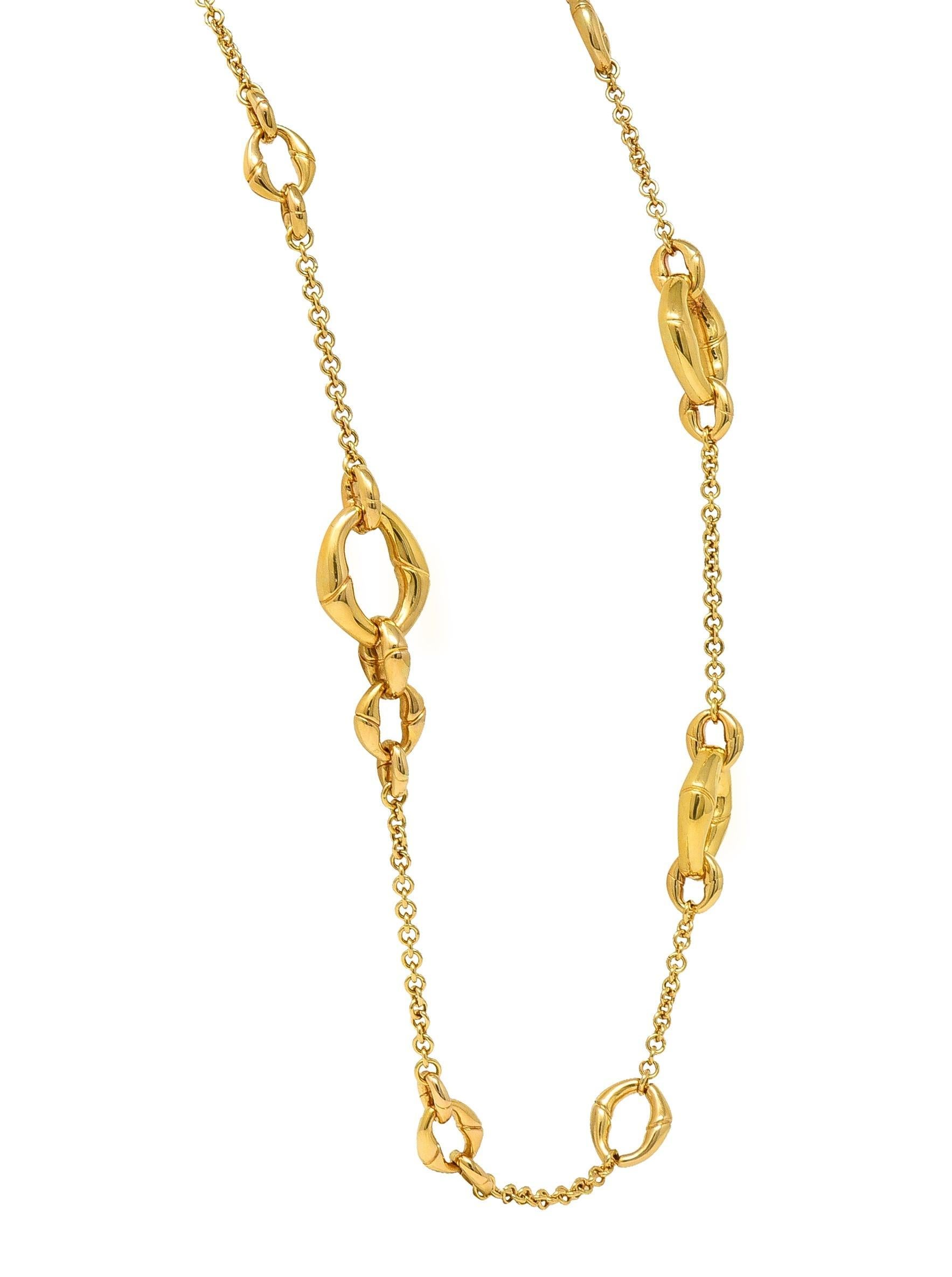 Gucci Contemporary 18 Karat Yellow Gold Bamboo Link Station Necklace For Sale 1