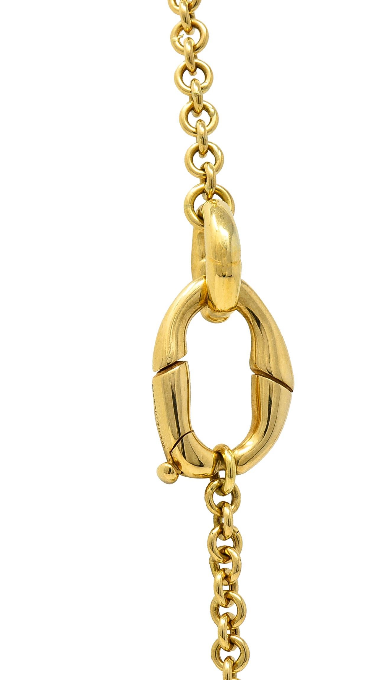 Gucci Contemporary 18 Karat Yellow Gold Bamboo Link Station Necklace In Excellent Condition In Philadelphia, PA