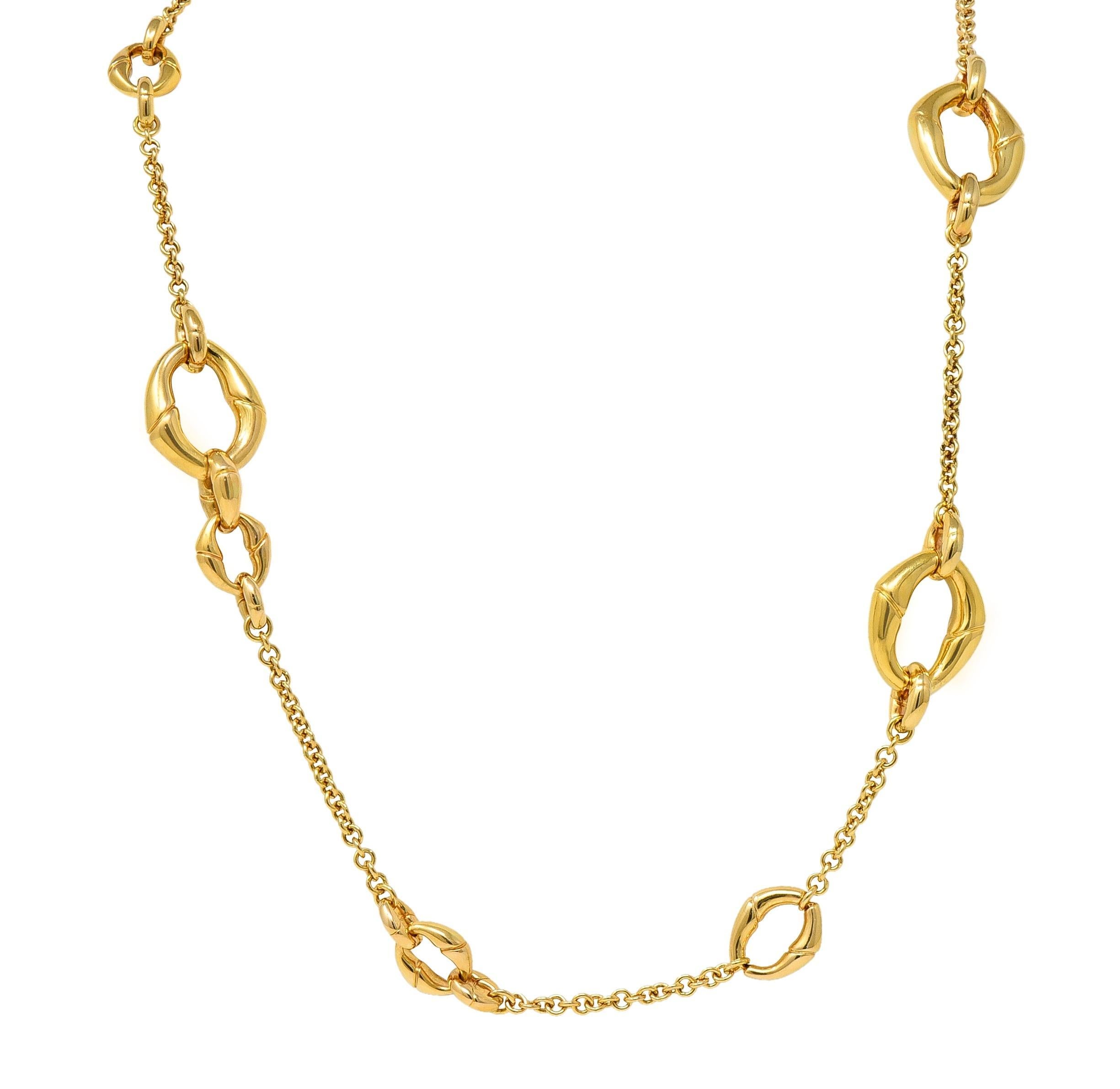 Gucci Contemporary 18 Karat Yellow Gold Bamboo Link Station Necklace For Sale 4