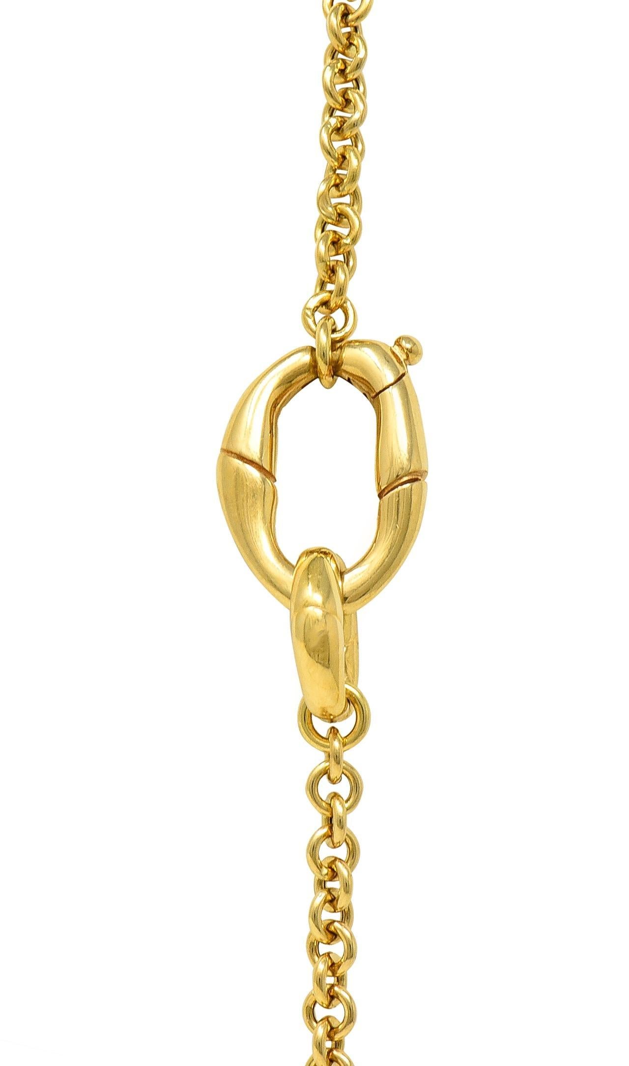Gucci Contemporary 18 Karat Yellow Gold Bamboo Link Station Necklace For Sale 5