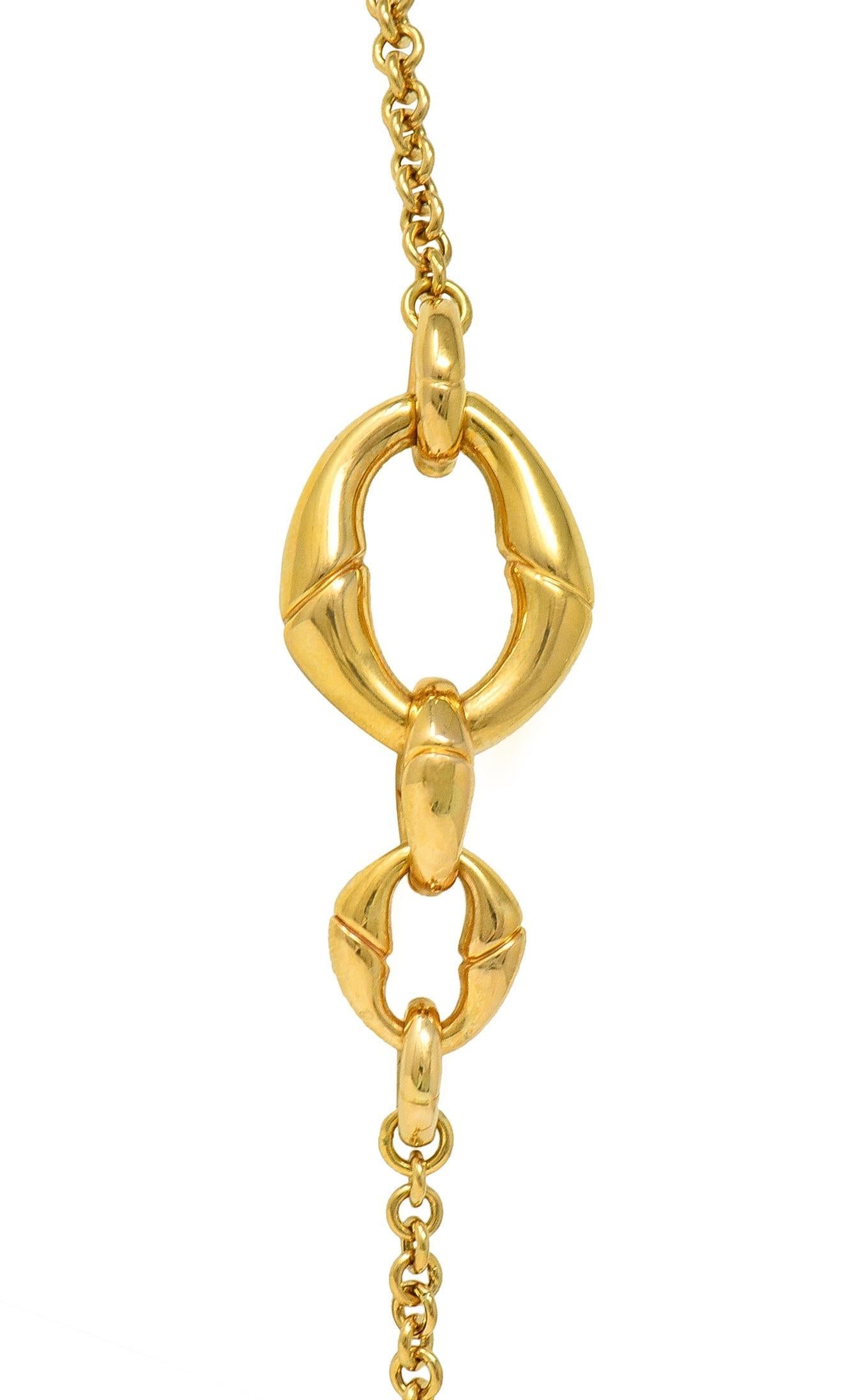 Gucci Contemporary 18 Karat Yellow Gold Bamboo Link Station Necklace For Sale 6