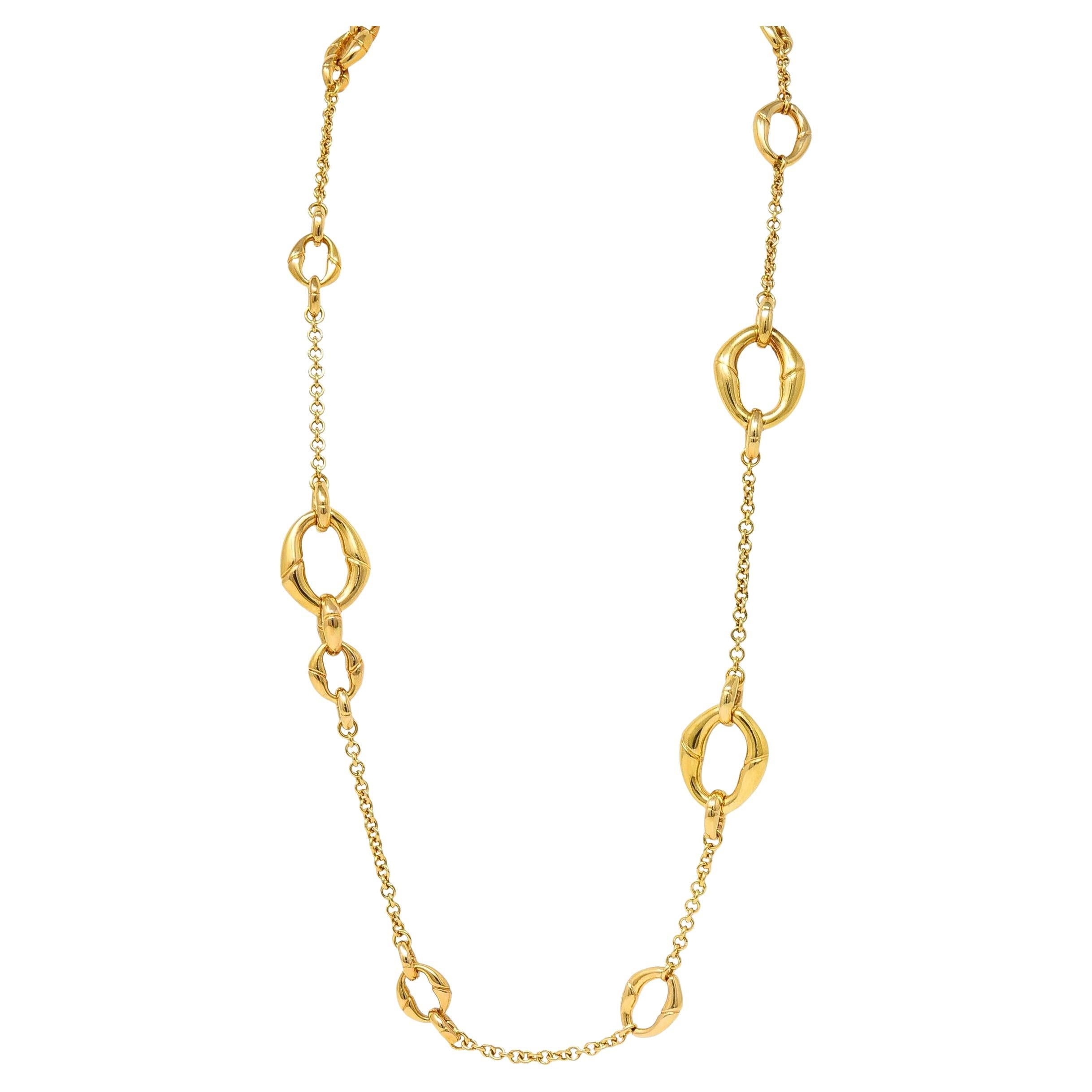 Collar Gucci Contemporáneo con Estación de Eslabones de Bambú en Oro Amarillo de 18 Kilates