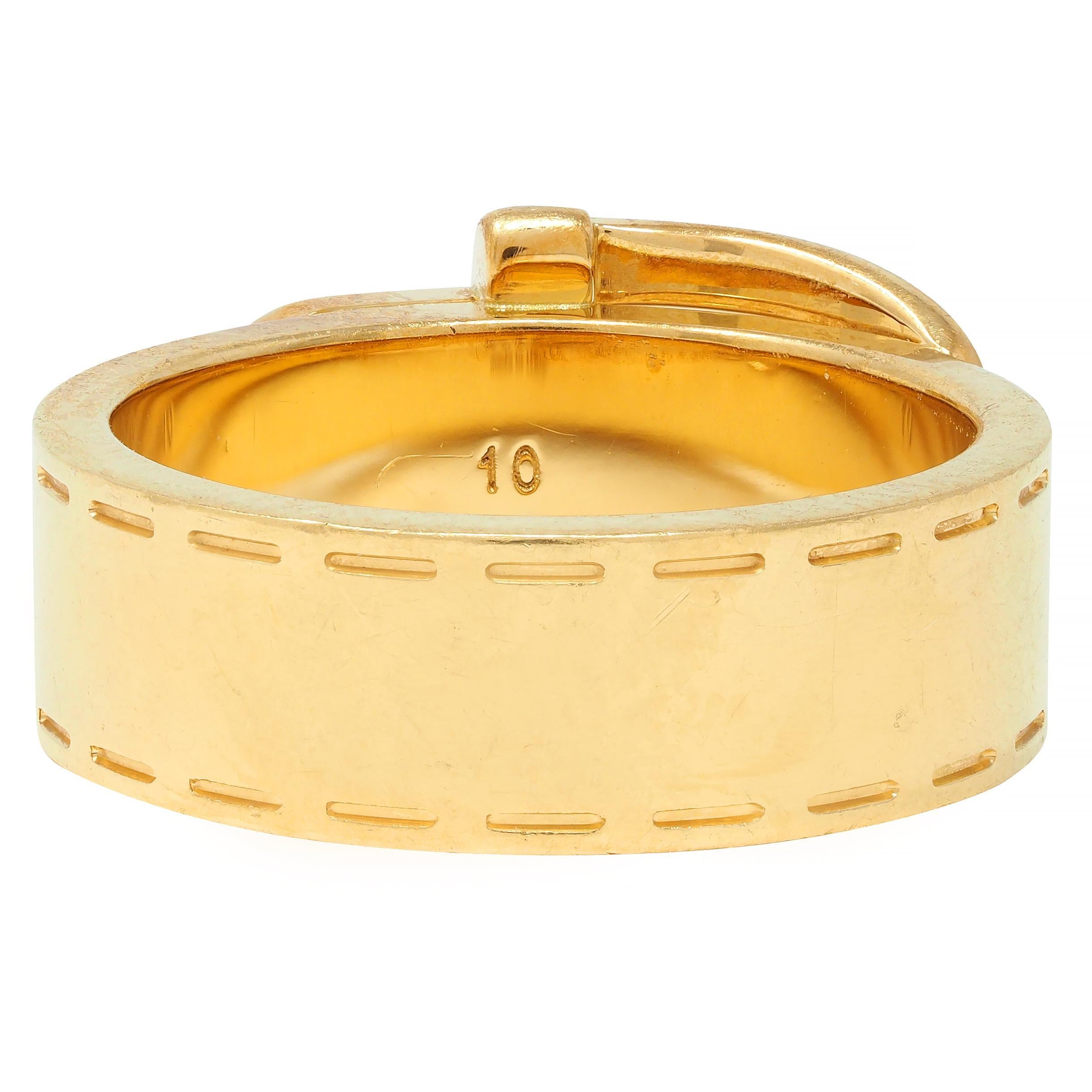 Gucci Contemporary 18 Karat Yellow Gold Belt Buckle Band Ring In Excellent Condition For Sale In Philadelphia, PA