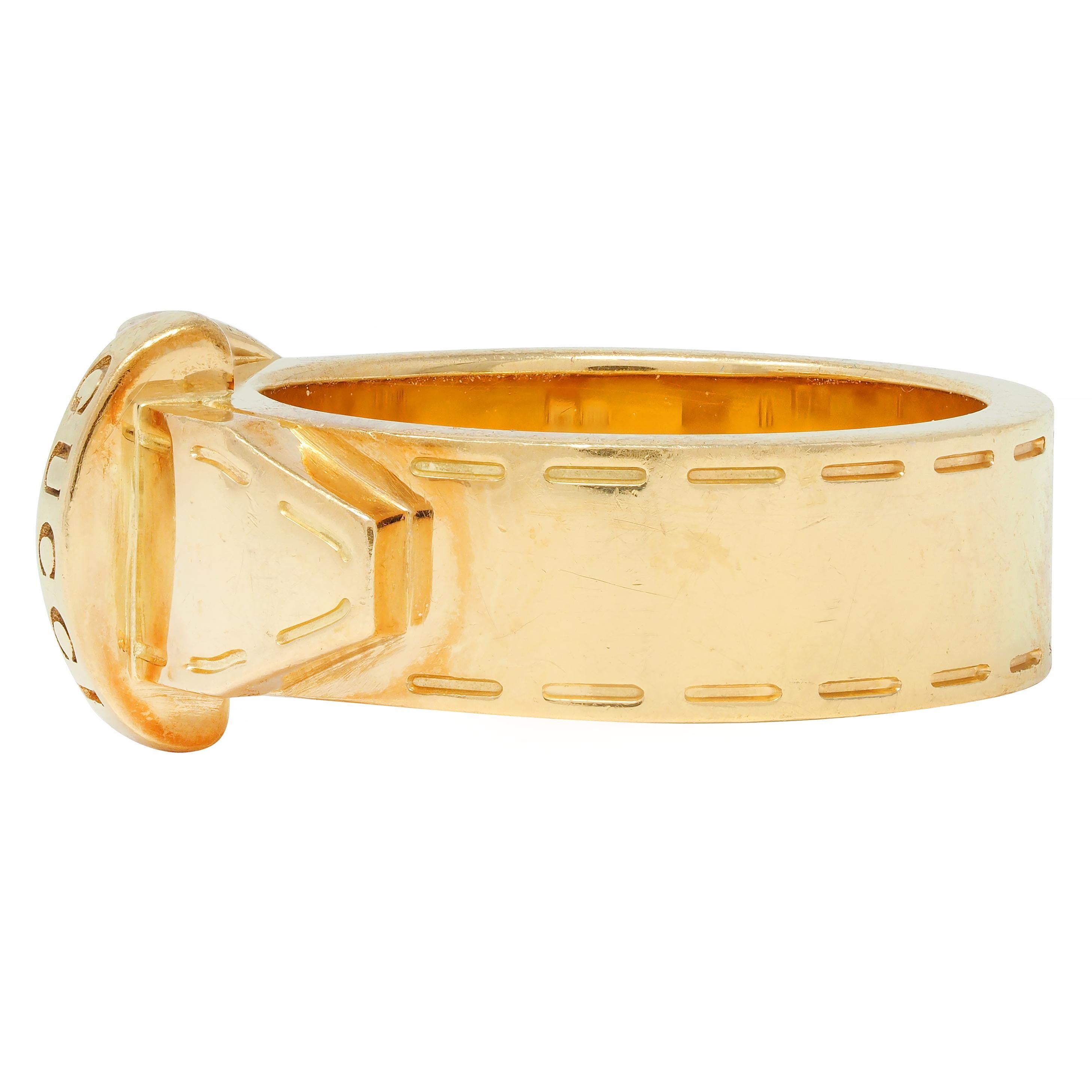 Women's or Men's Gucci Contemporary 18 Karat Yellow Gold Belt Buckle Band Ring For Sale