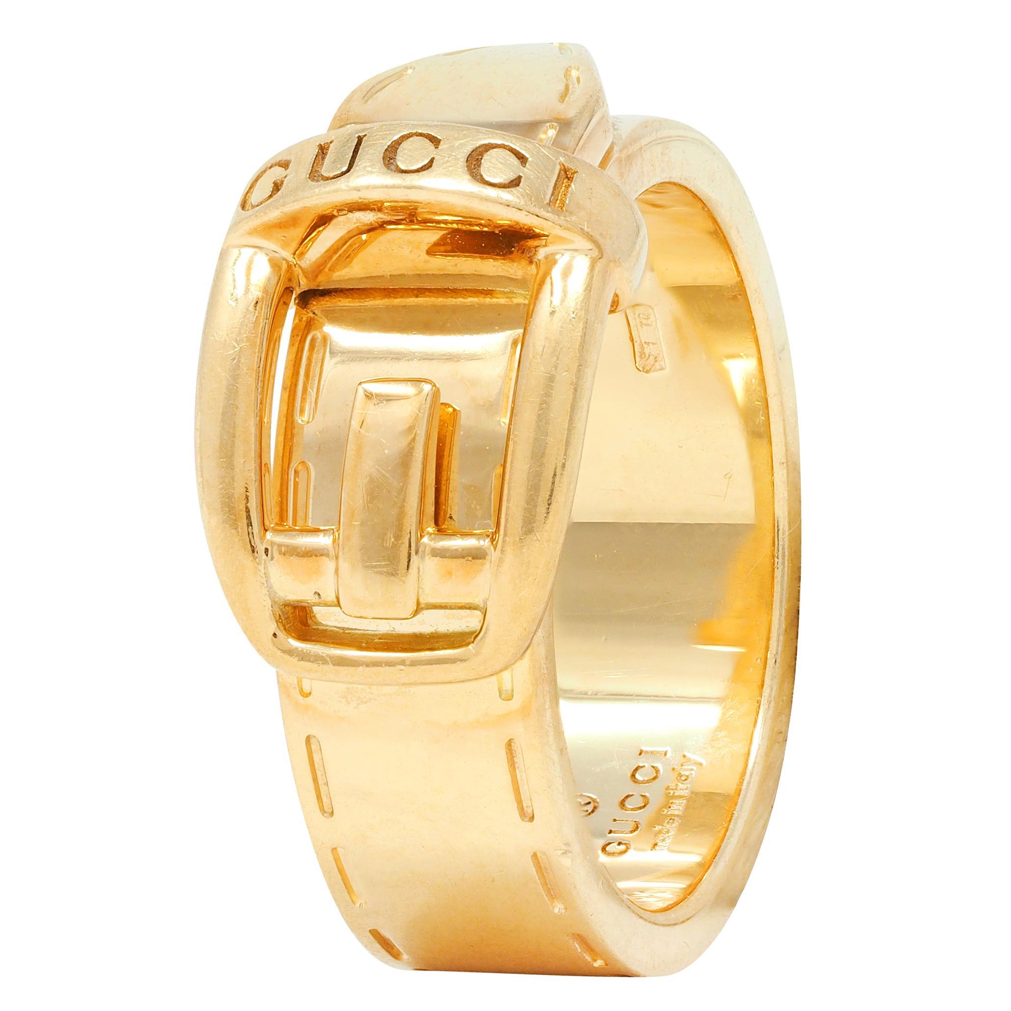Gucci Contemporary 18 Karat Yellow Gold Belt Buckle Band Ring For Sale 1