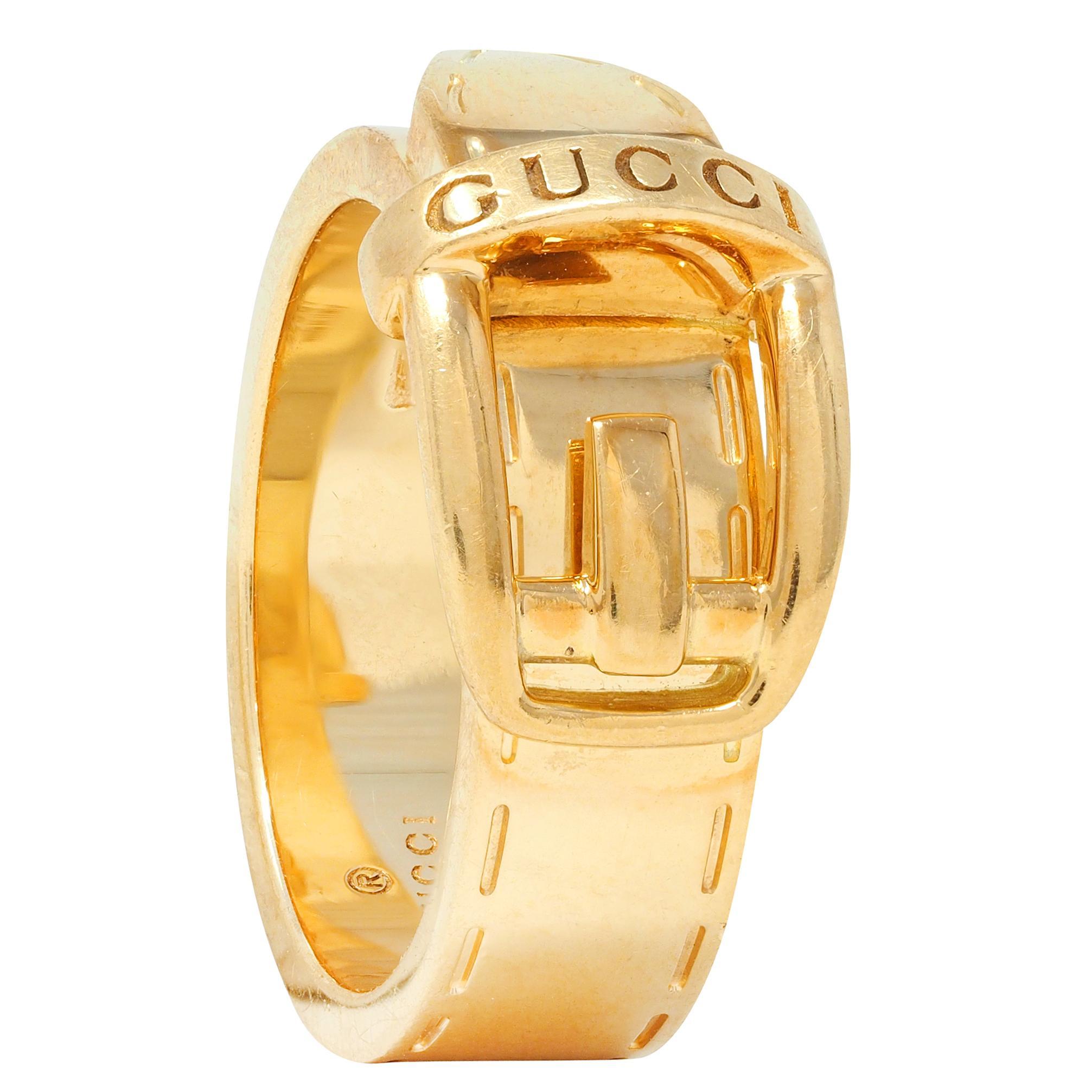 Gucci Contemporary 18 Karat Yellow Gold Belt Buckle Band Ring For Sale 4