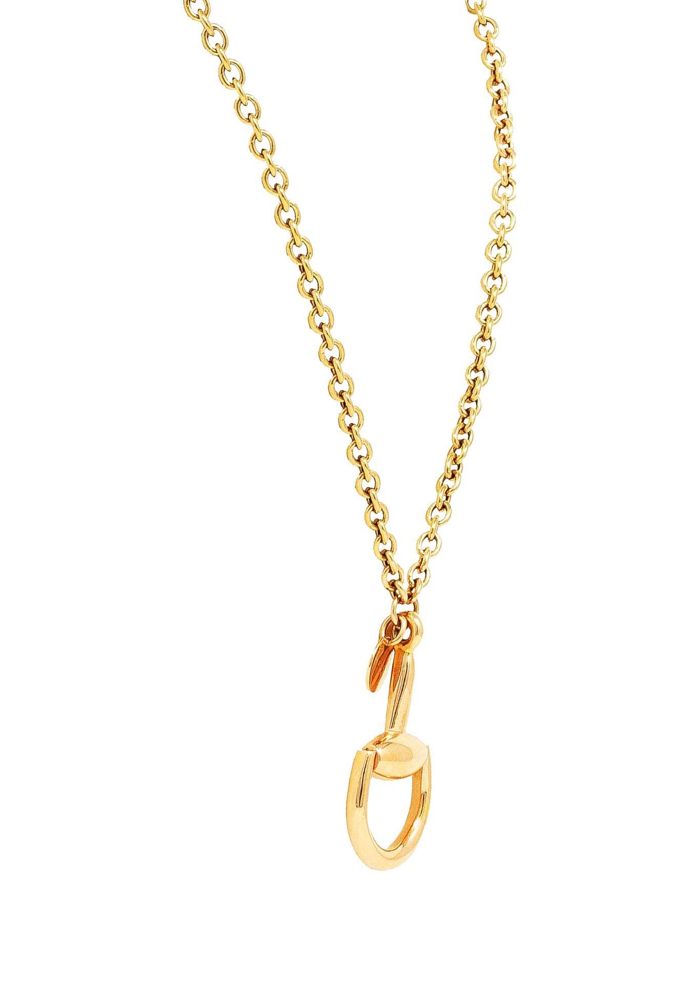 Gucci Contemporary 18 Karat Yellow Gold Horsebit Pendant Necklace In Excellent Condition For Sale In Philadelphia, PA