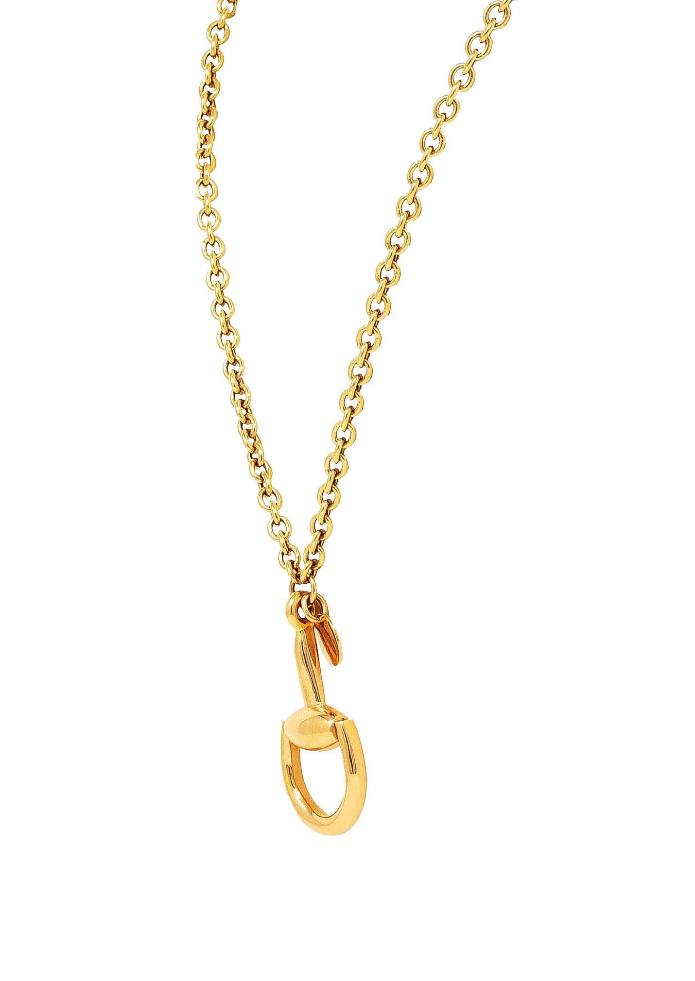 Women's or Men's Gucci Contemporary 18 Karat Yellow Gold Horsebit Pendant Necklace For Sale
