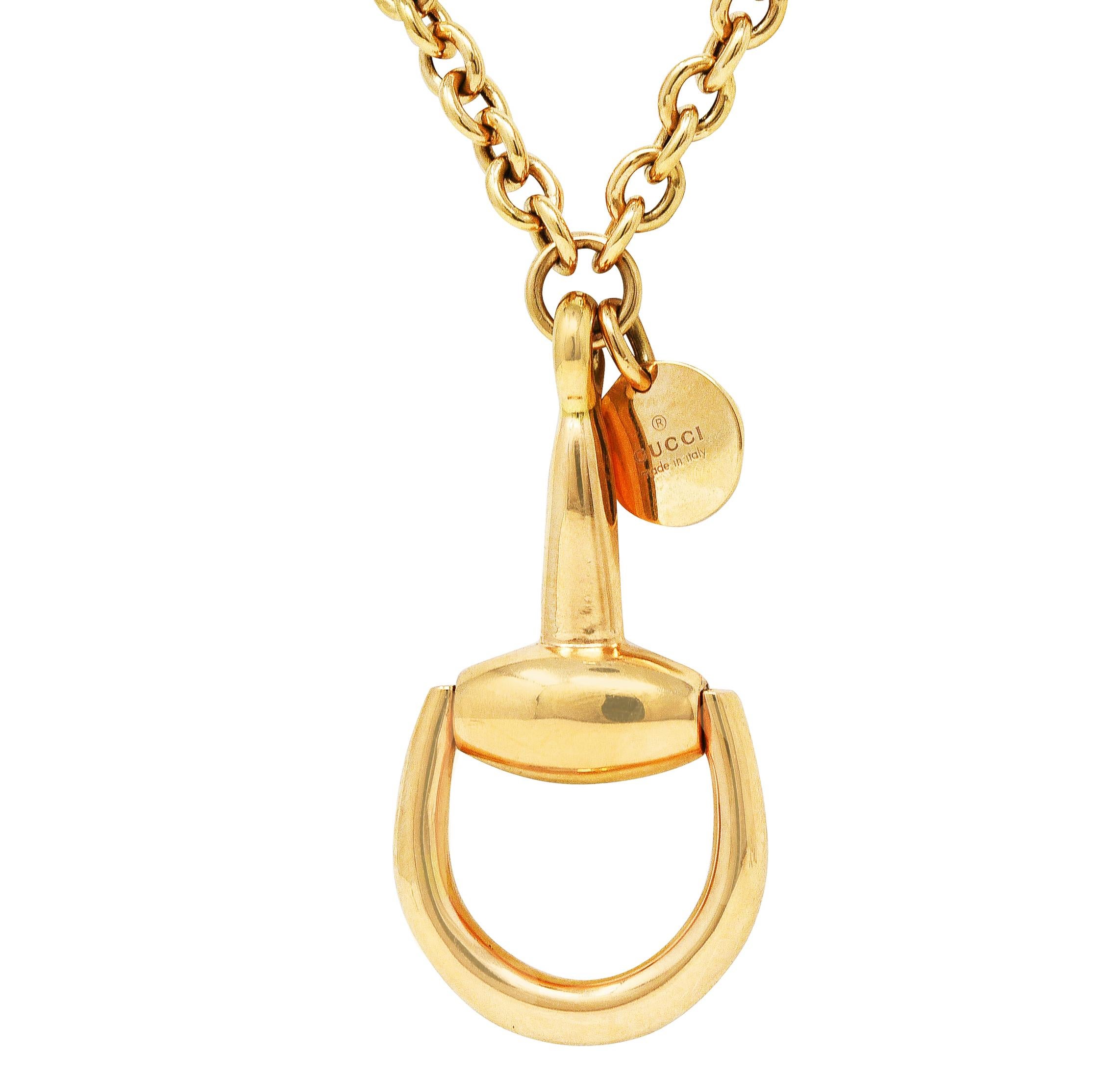 Gucci Contemporary 18 Karat Yellow Gold Horsebit Pendant Necklace For Sale 5