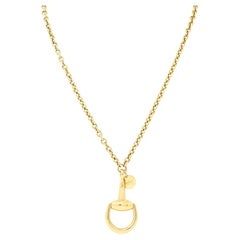 Gucci Contemporary 18 Karat Yellow Gold Horsebit Pendant Necklace