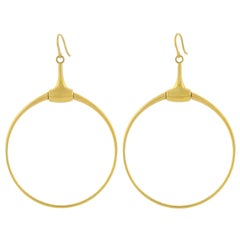 GUCCI Contemporary 18 Karat Yellow Gold Horse Bit Hoop Earrings