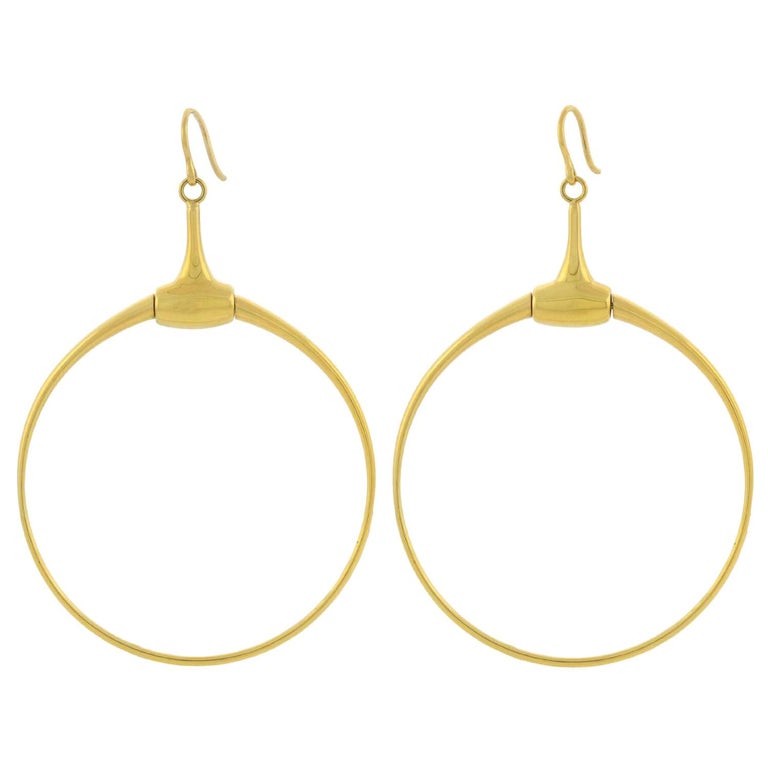 GUCCI Contemporary 18 Karat Yellow Gold Horse Bit Hoop Earrings at 1stDibs  | gucci hoop earrings, gucci gold hoop earrings