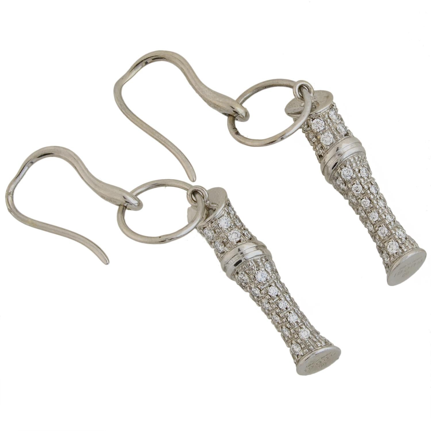 Gucci Contemporary Pavé Diamond Bamboo Motif Earrings In Excellent Condition In Narberth, PA