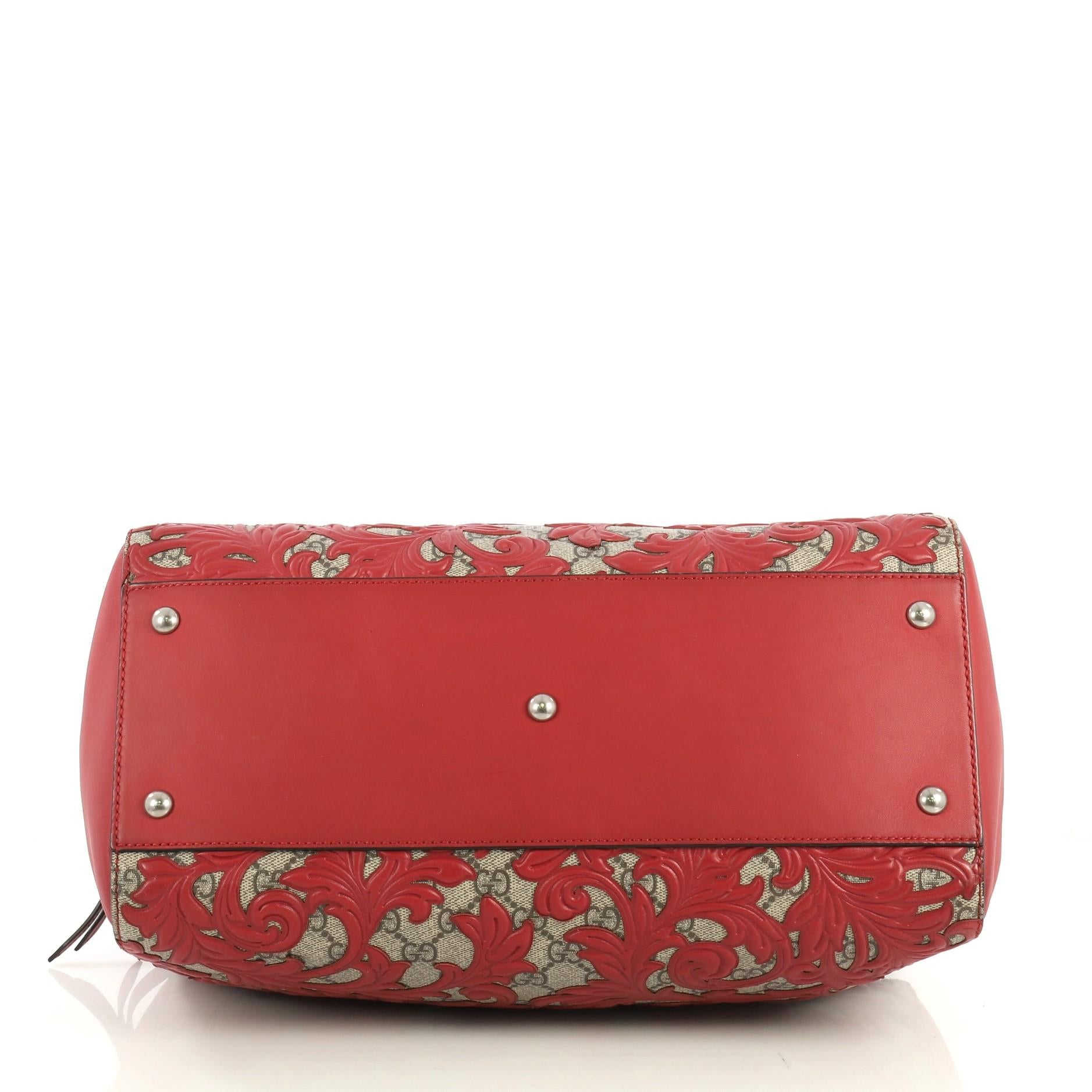 Women's Gucci Convertible Boston Bag Arabesque GG Coated Canvas Medium