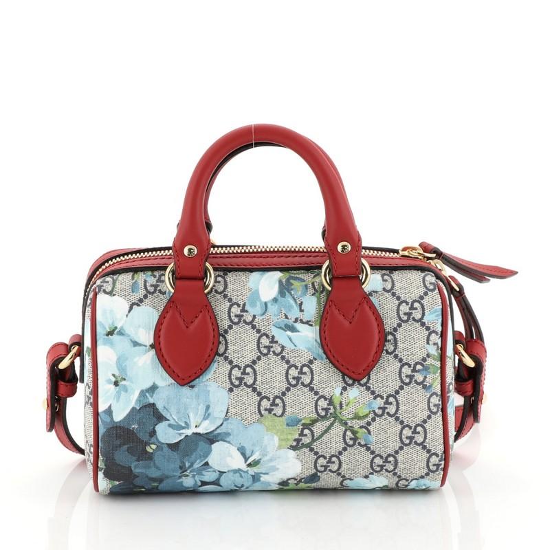 Gucci Convertible Boston Bag Blooms Print GG Coated Canvas Nano In Good Condition In NY, NY
