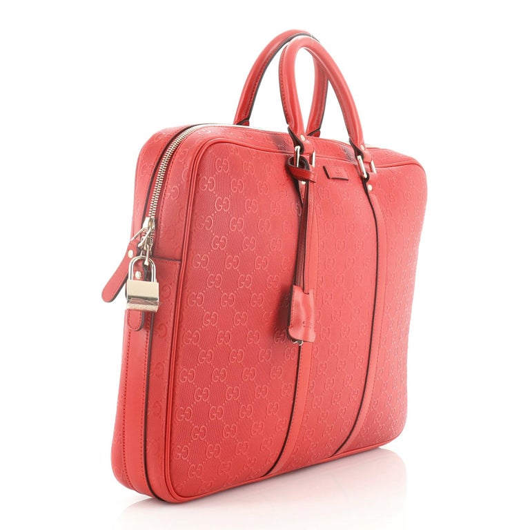 Gucci Convertible Briefcase GG Embossed Leather Large at 1stdibs