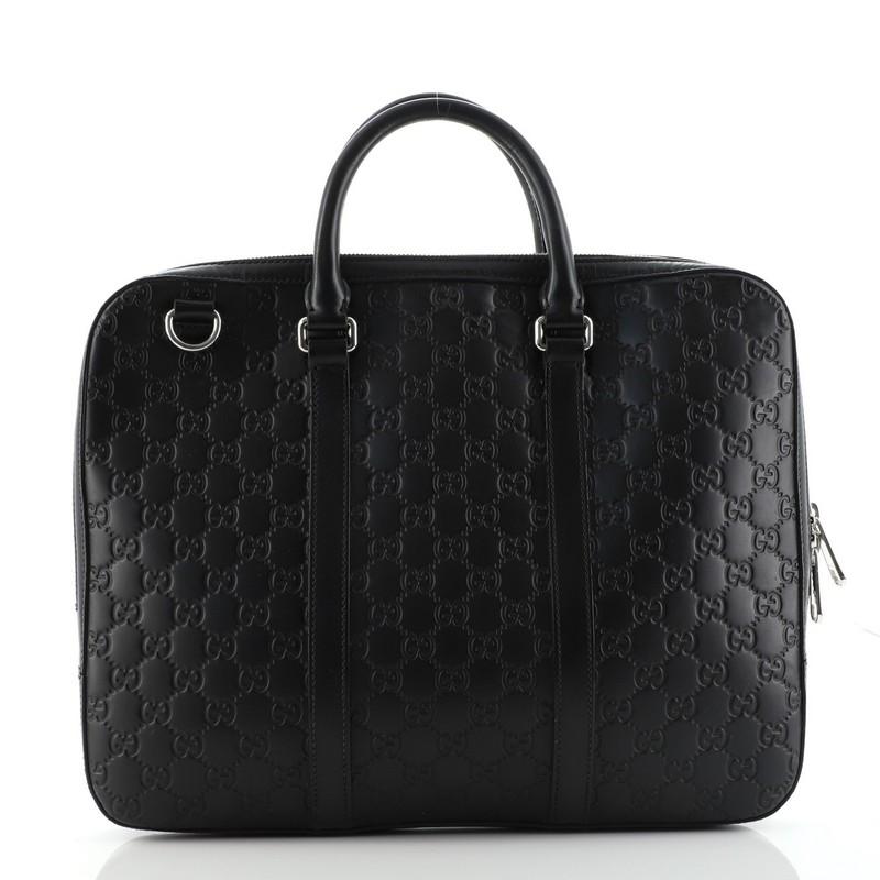 Gucci Convertible Aktentasche aus Guccissima-Leder Medium (Schwarz)