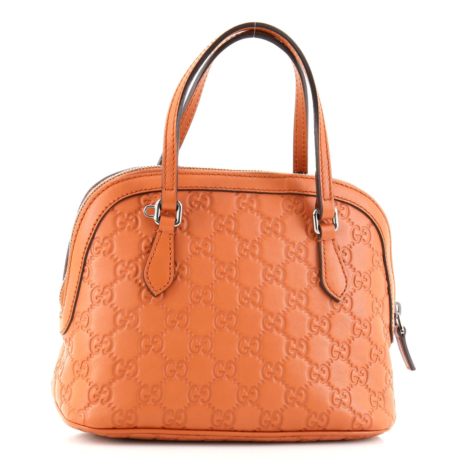 Orange Gucci Convertible Dome Satchel (Outlet) Guccissima Leather Mini