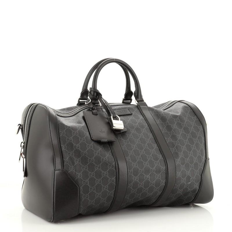 Black Gucci Convertible Duffle Bag GG Coated Canvas Large
