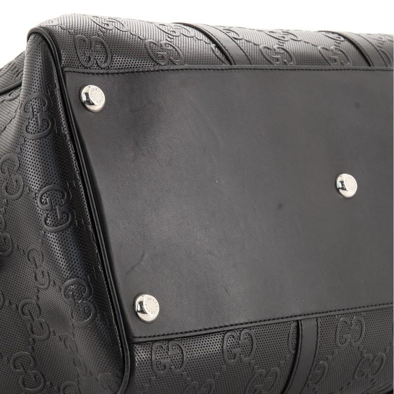 Black Gucci Convertible Duffle Bag GG Embossed Perforated Leather Large