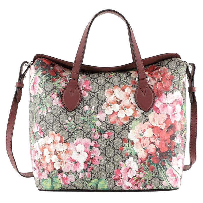 Gucci Convertible Folded Tote Blooms Print GG Coated Canvas Medium 