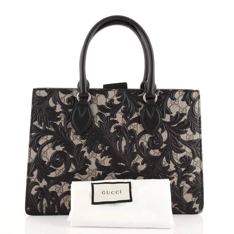 Gucci Convertible Gusset Tote Arabesque GG Coated Canvas Medium at 1stDibs