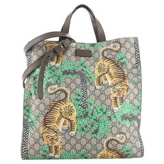 Gucci Convertible Soft Open Tote Bengal Print GG Coated Canvas Tall