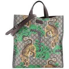 Gucci Convertible Soft Open Tote Bengal Print GG Coated Canvas Tall