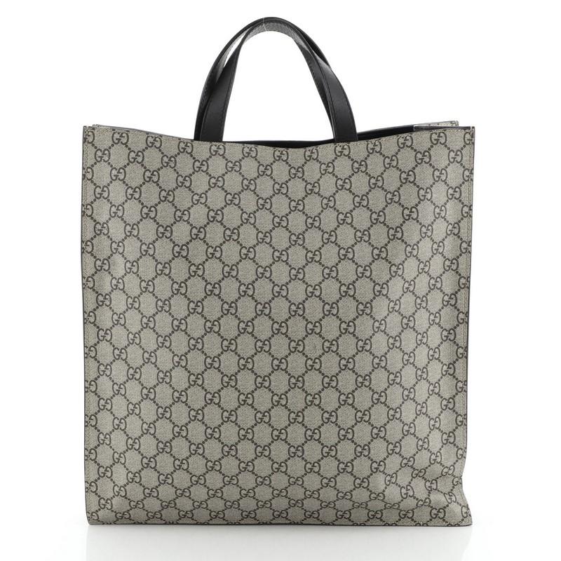 Gray Gucci Convertible Soft Open Tote Printed GG Coated Canvas Tall