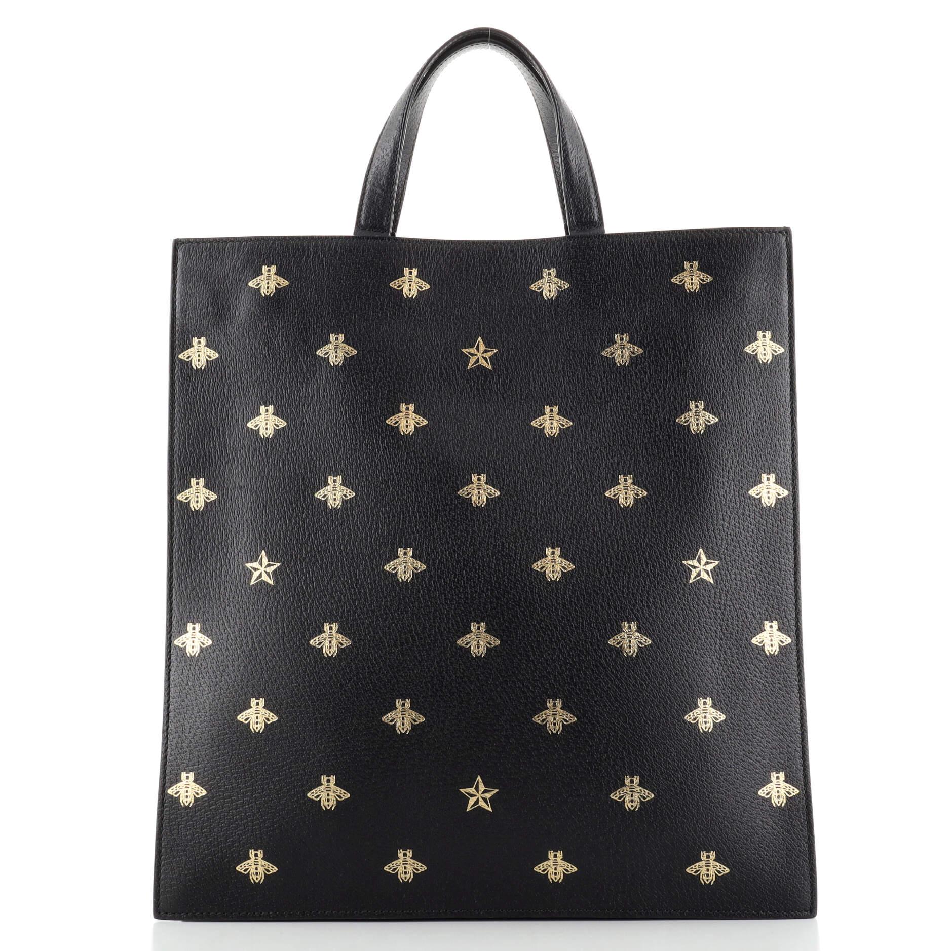 Gucci Convertible Soft Open Tote Printed Leather Tall In Good Condition In NY, NY