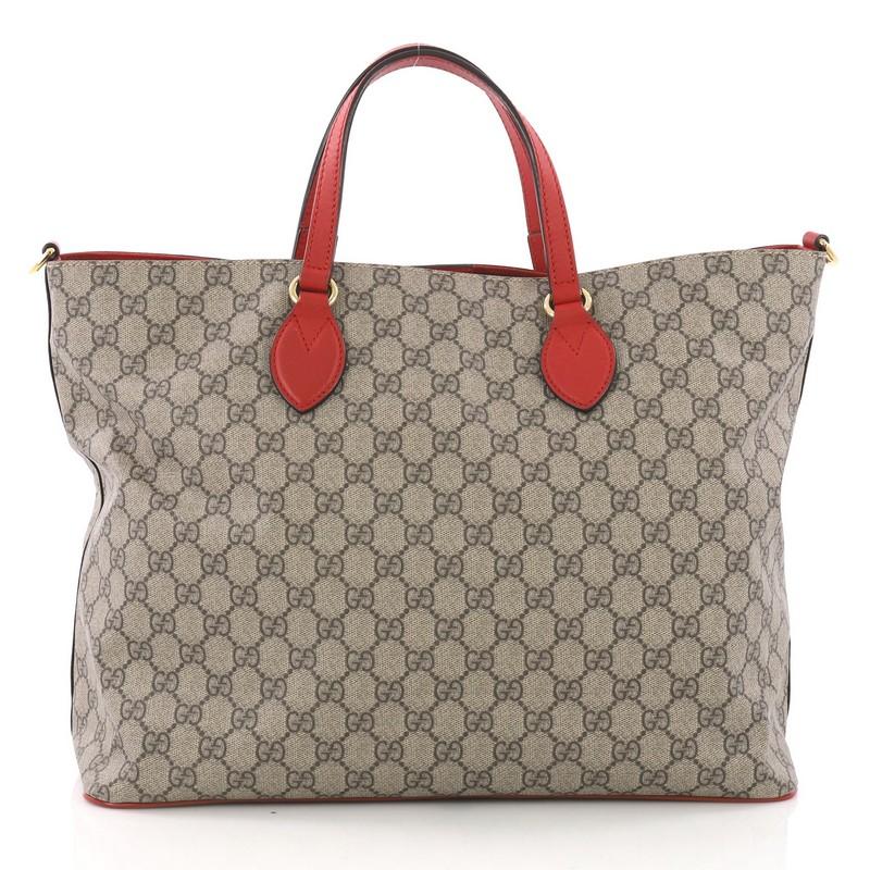 Gucci Convertible Soft Tote Embroidered GG Coated Canvas Medium In Excellent Condition In NY, NY
