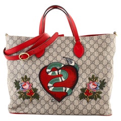 Gucci Convertible Soft Tote Embroidered GG Coated Canvas Medium