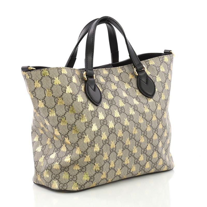 Brown Gucci Convertible Soft Tote Printed GG Coated Canvas Small