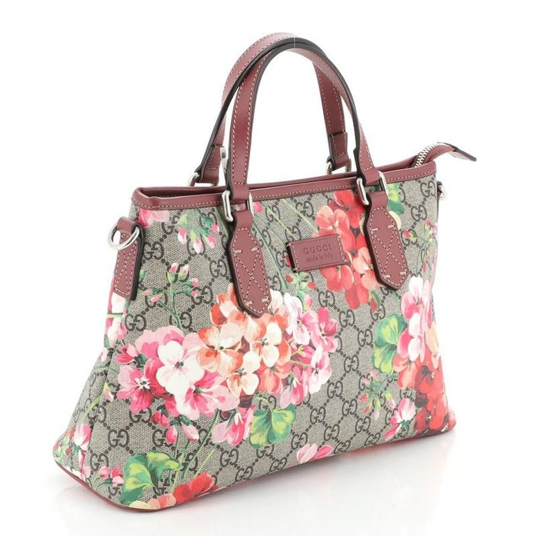 Gucci Convertible Tote Blooms Print GG Coated Canvas Small For Sale at 1stdibs