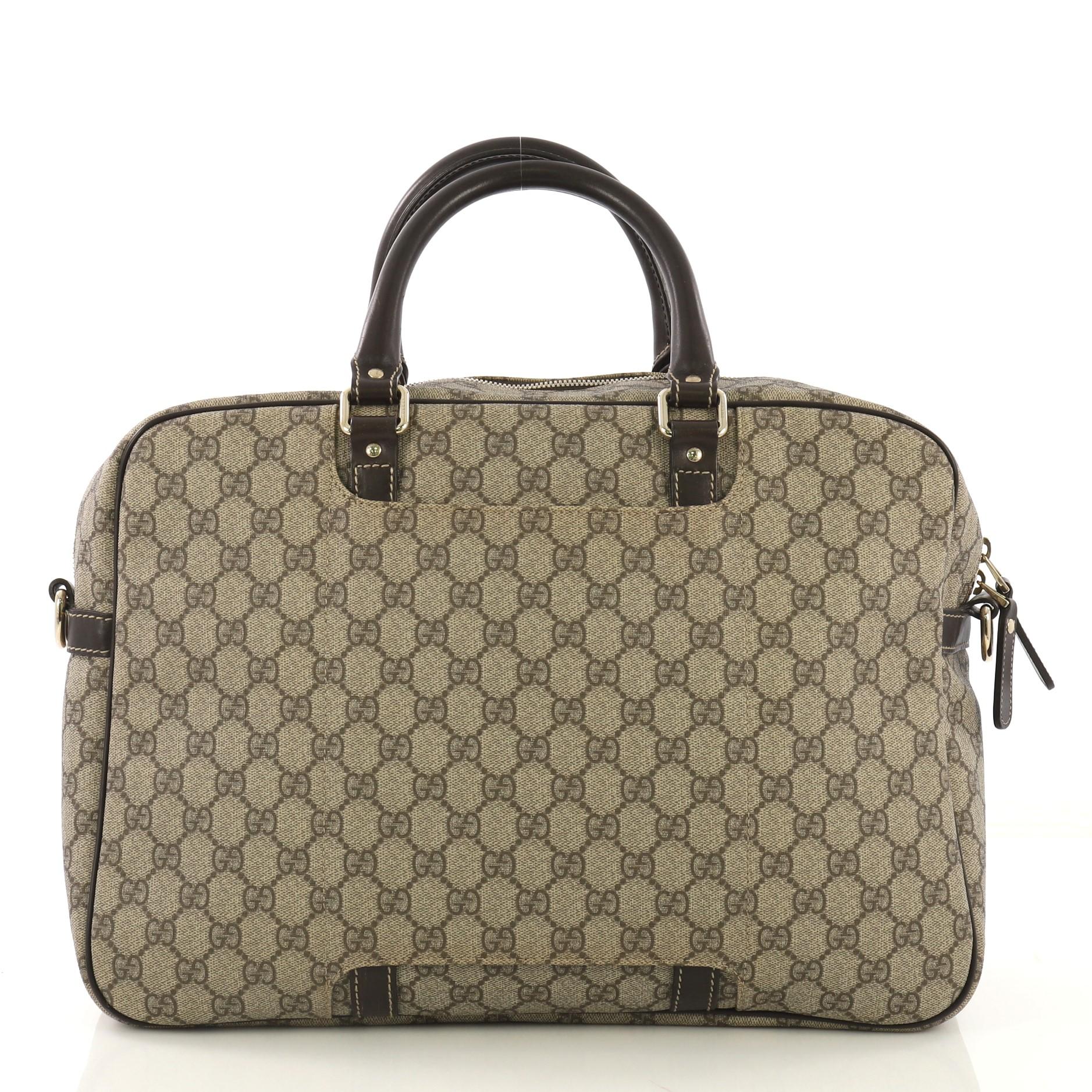 Gray Gucci Convertible Travel Bag GG Coated Canvas Medium