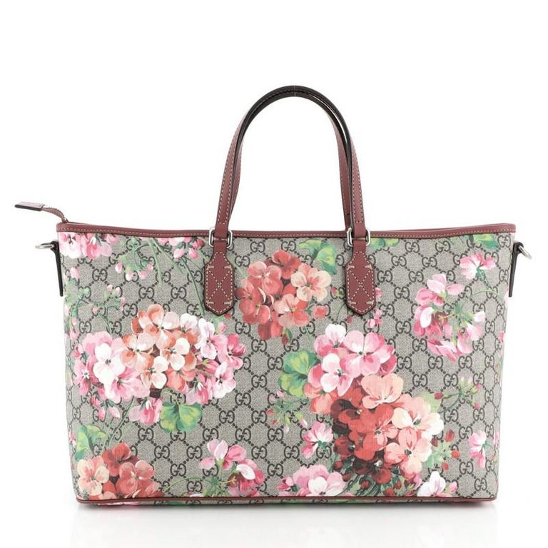 Gucci Convertible Zip Tote Blooms Print GG Coated Canvas Large at 1stDibs