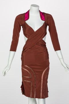 Gucci Copper Silk Cut Out Dress Runway , 2005