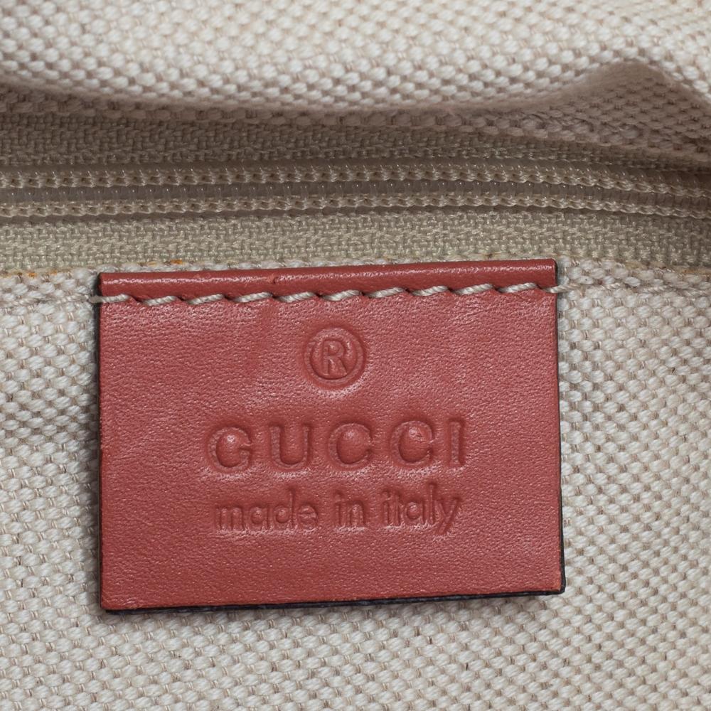 Gucci Coral Pink/Beige Diamante Canvas and Leather Medium Sukey Boston Bag 3