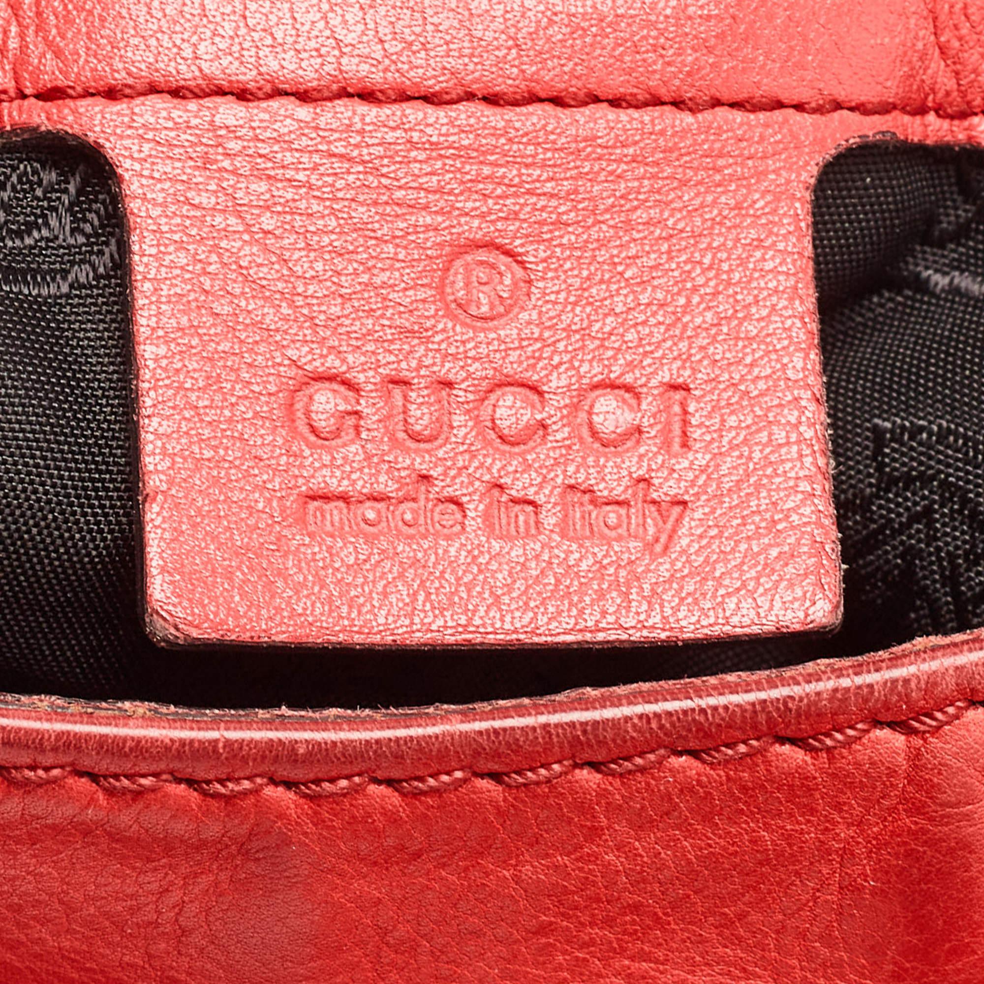 Gucci Coral Red Leather Large New Jackie Hobo For Sale 12