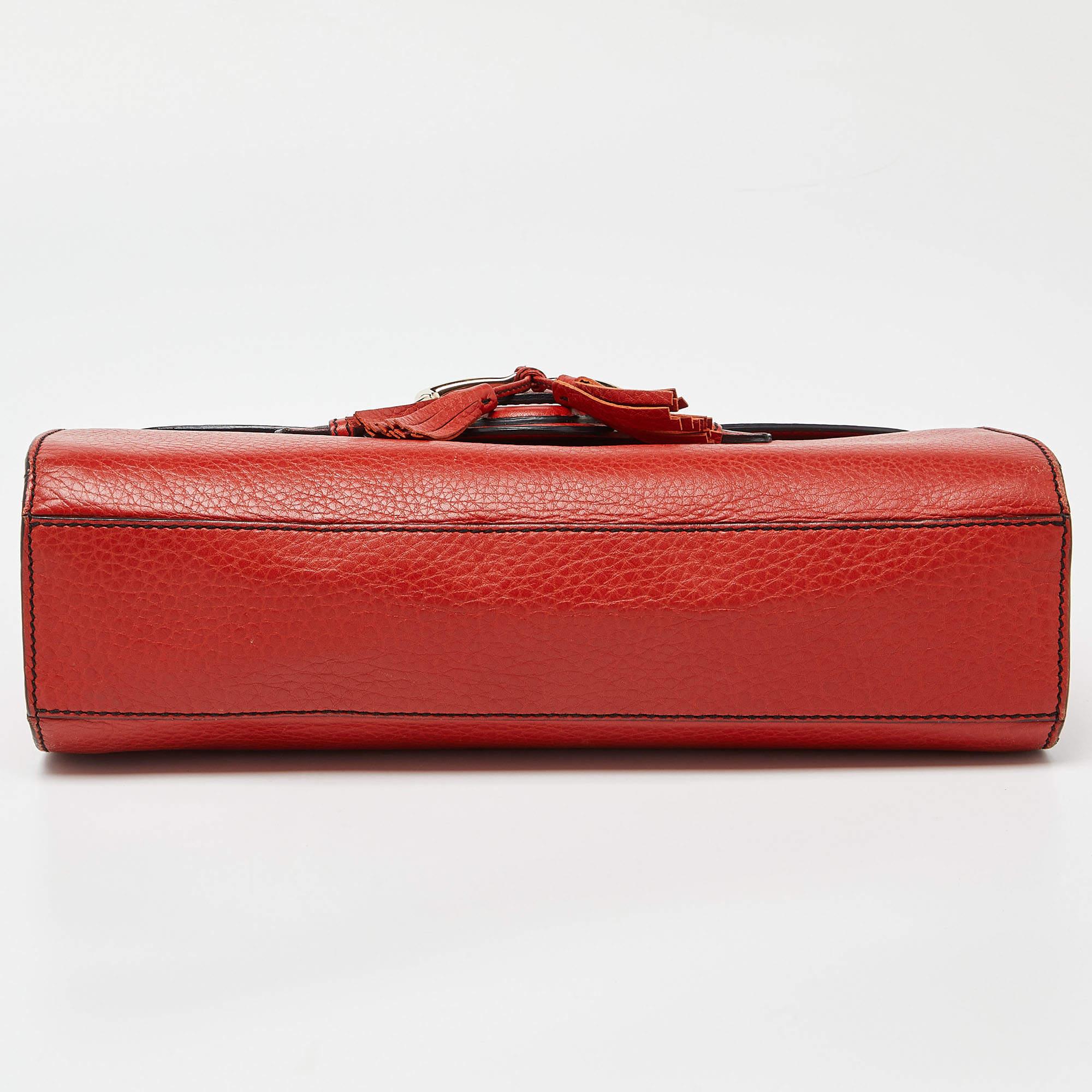 Gucci Coral Red Leather Medium Emily Shoulder Bag For Sale 6