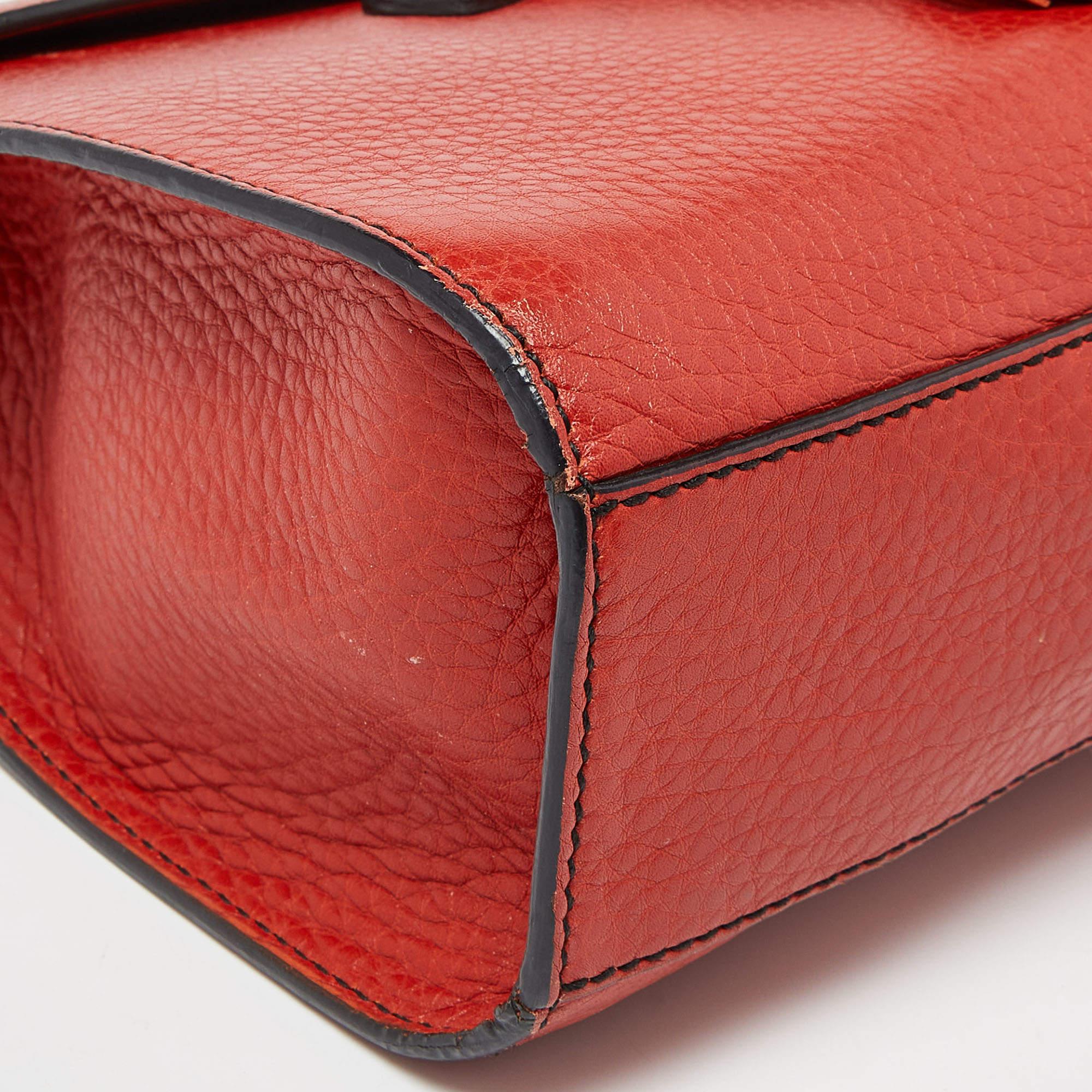 Gucci Coral Red Leather Medium Emily Shoulder Bag For Sale 6