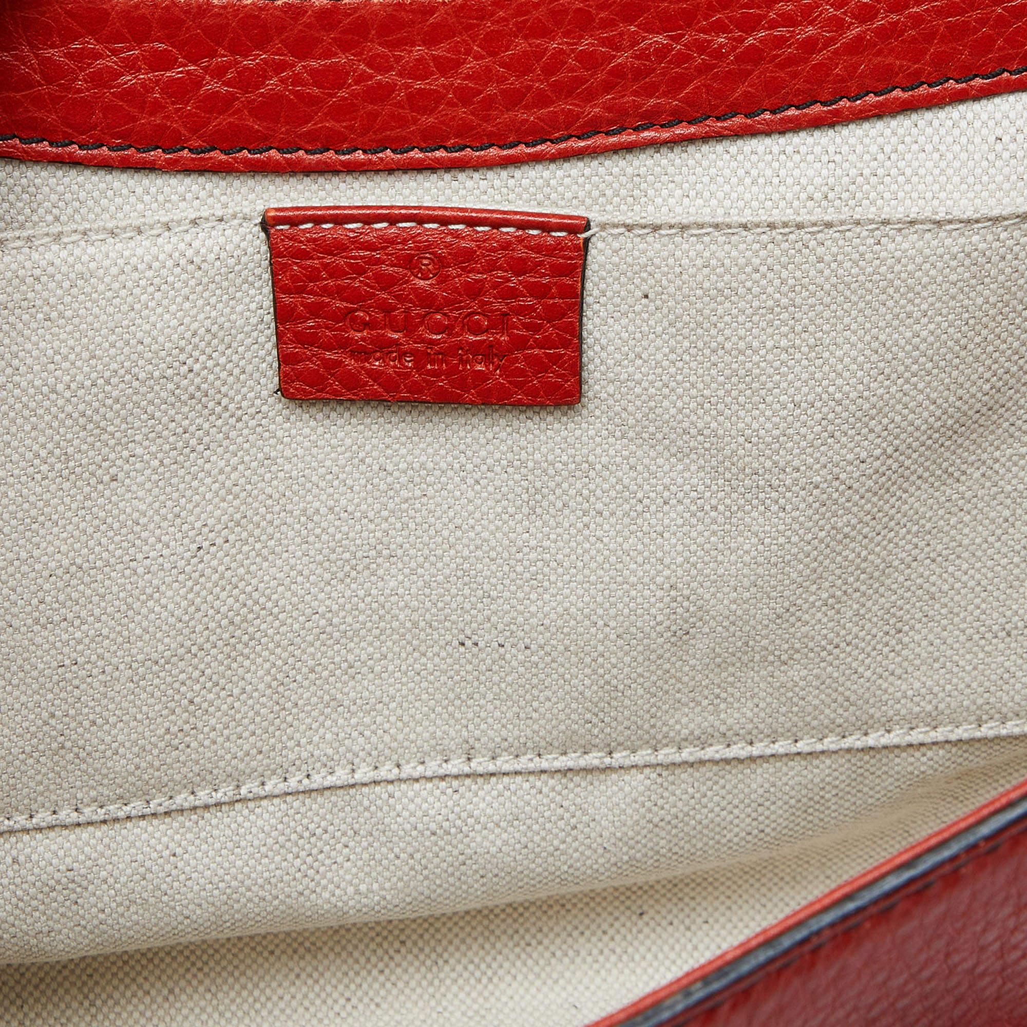 Gucci Coral Red Leather Medium Emily Shoulder Bag For Sale 7