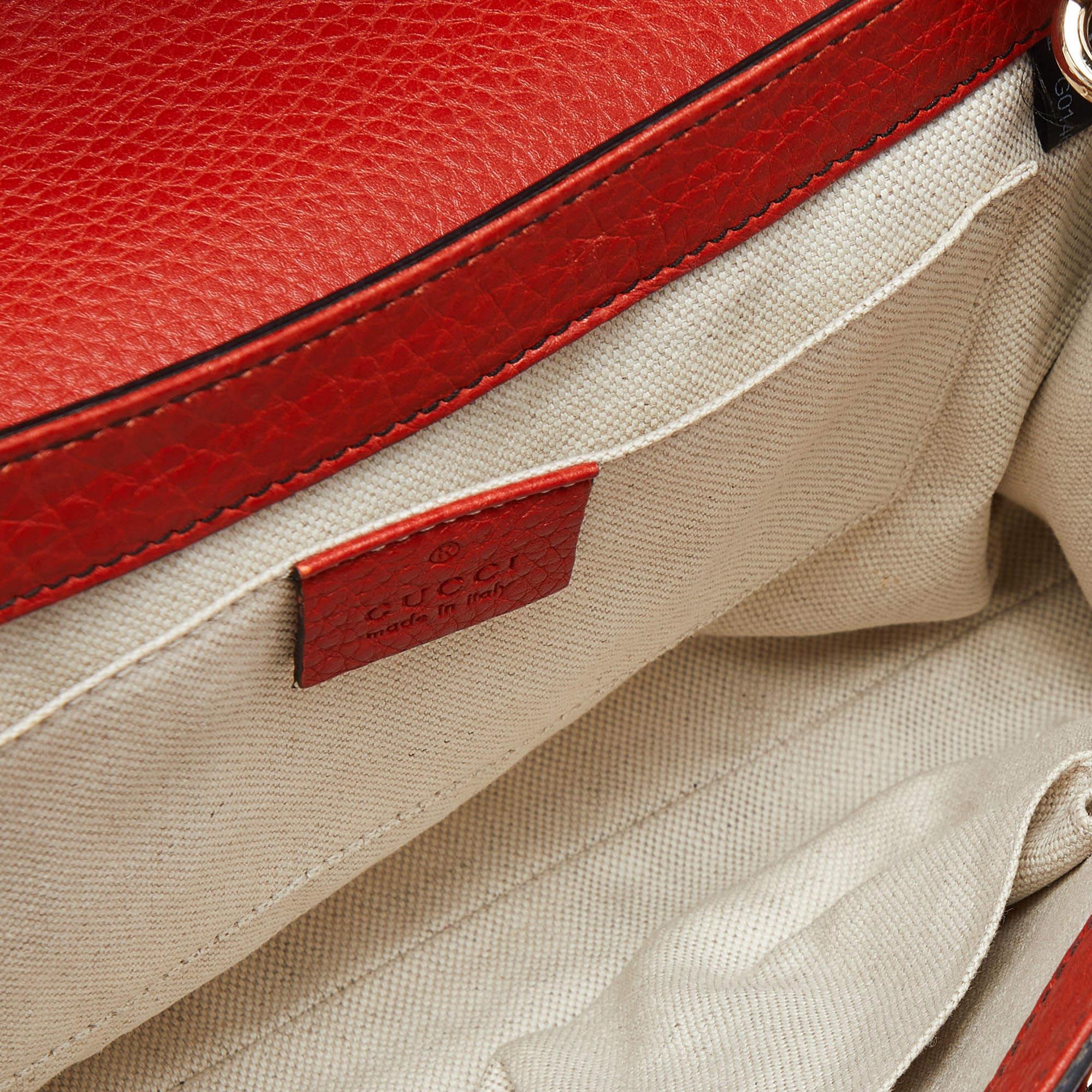 Gucci Coral Red Leather Medium Emily Shoulder Bag For Sale 9