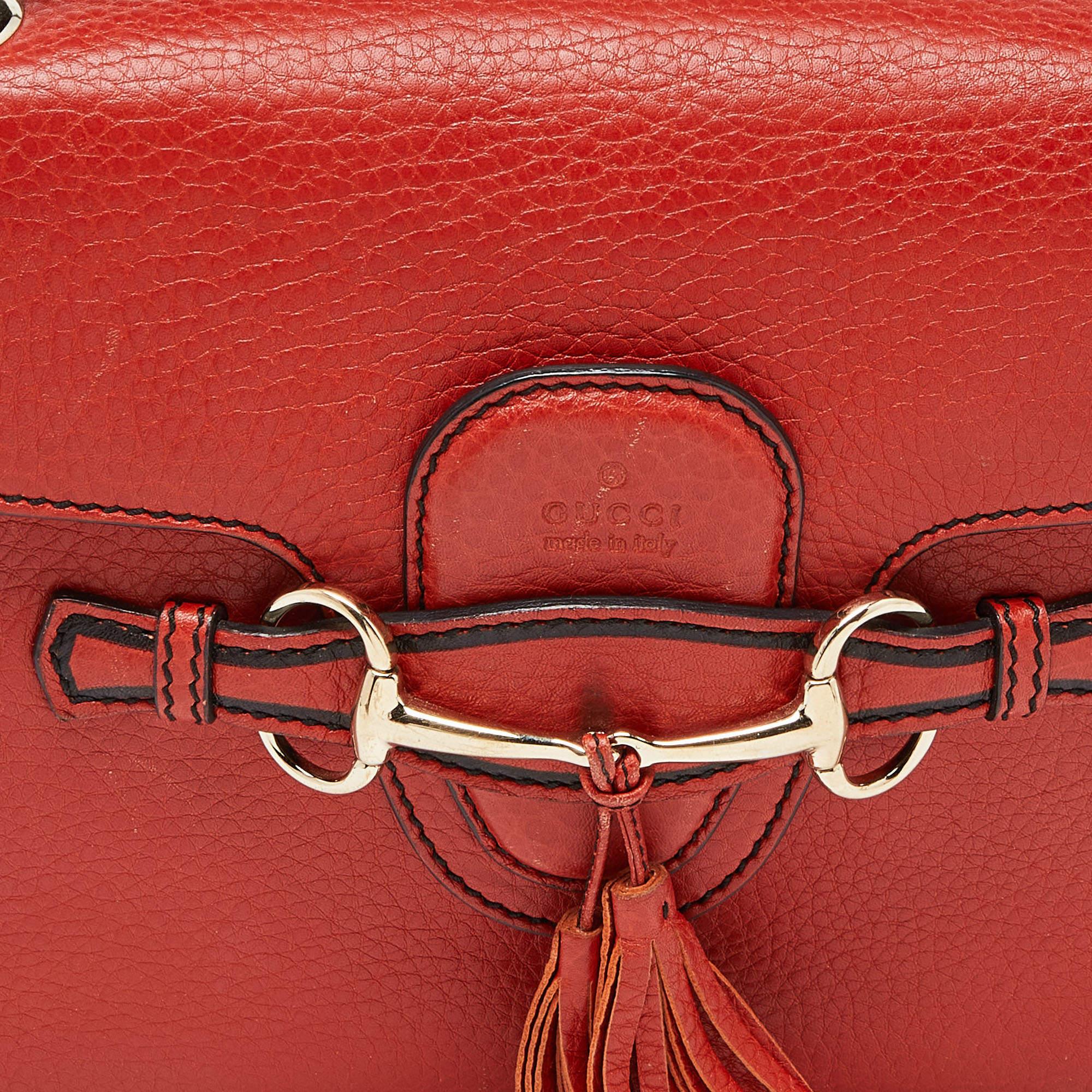 Gucci Coral Red Leather Medium Emily Shoulder Bag 1