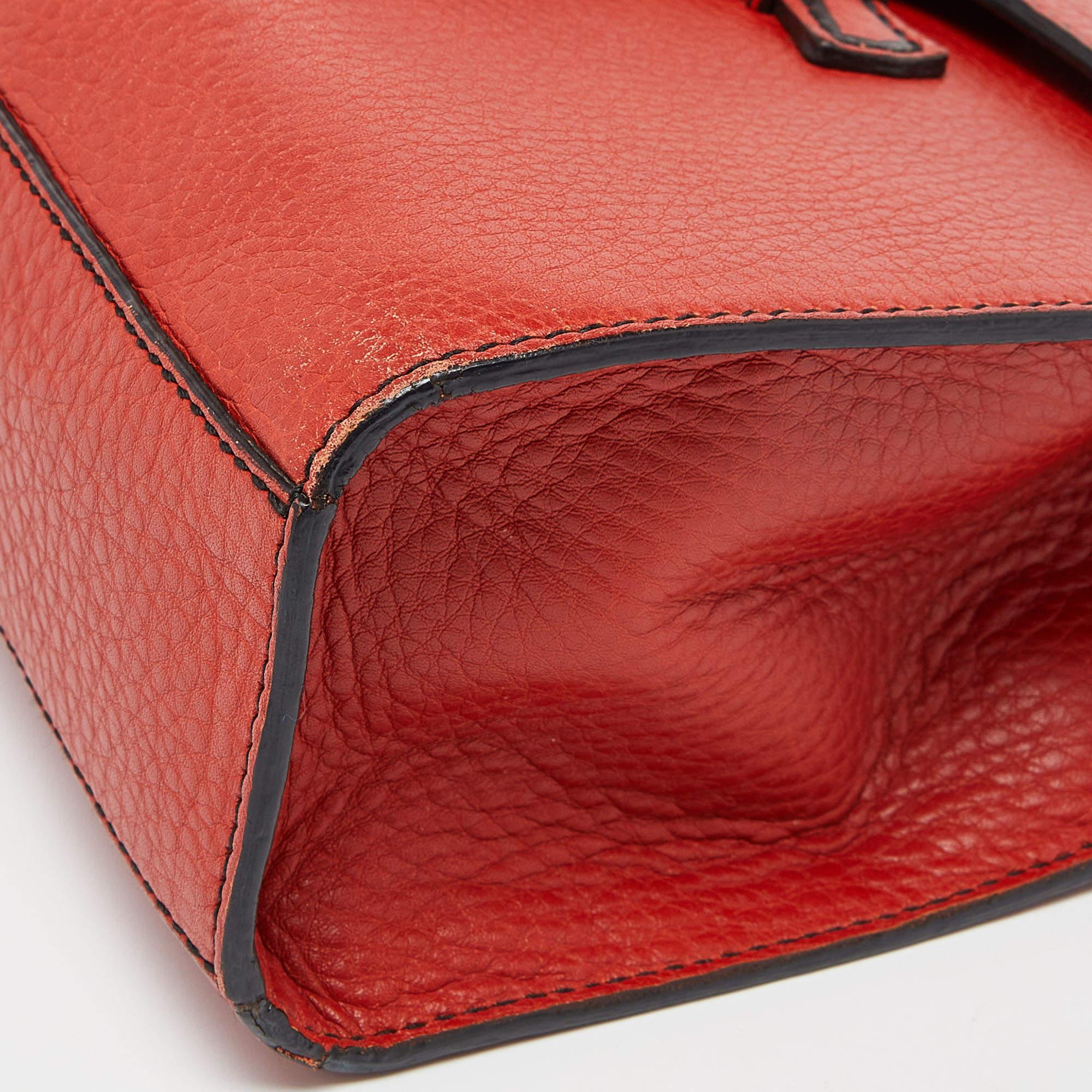 Gucci Coral Red Leather Medium Emily Shoulder Bag For Sale 4